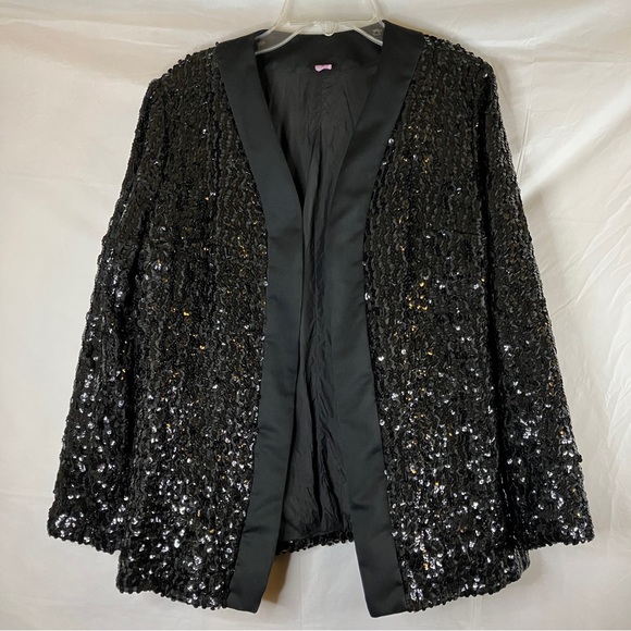 Vintage Womens Black Sequin Jacket Size Small - Picture 3 of 9